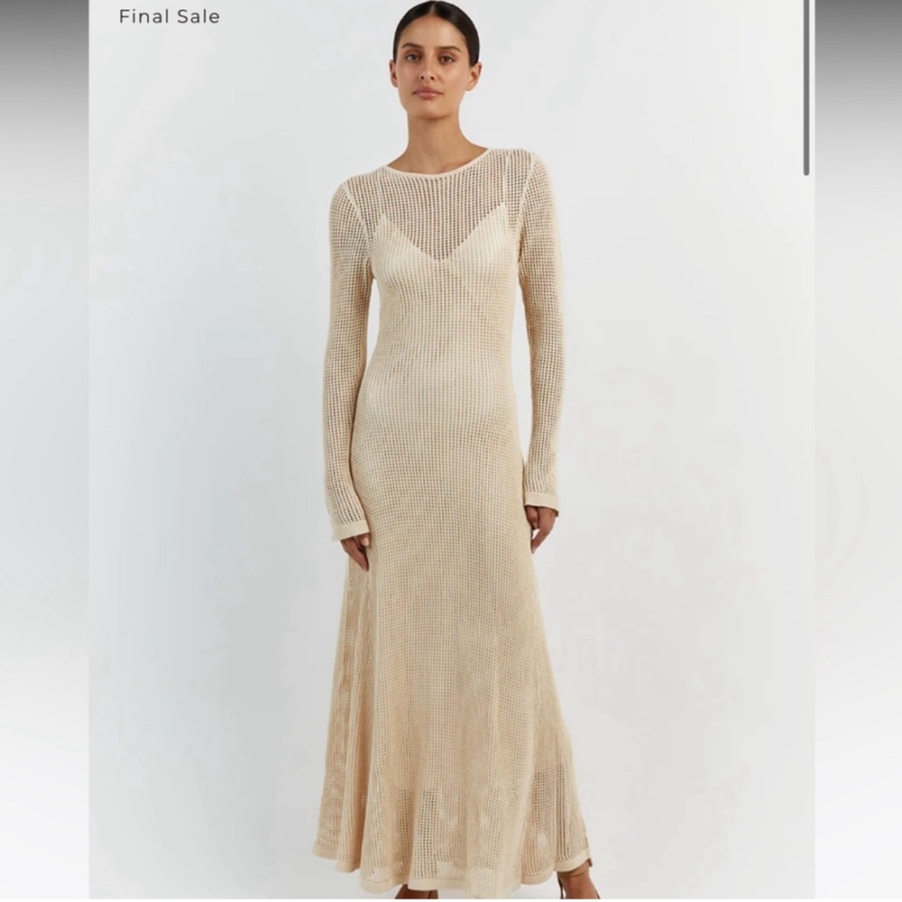 DISSH Ophelia Natural Long Sleeve Crochet Dress